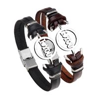 Korean Version Stainless Steel Letter Leather Bracelet Wholesale main image 1