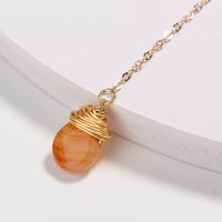 Fashion Multi-layer Pin Pearl Natural Orange Water Drop Pendent Alloy Necklace main image 4