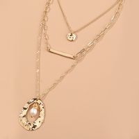 Fashion Hollow Water Drop Hand-woven Freshwater Pearl Pendant Multi-layer Alloy Necklace main image 4