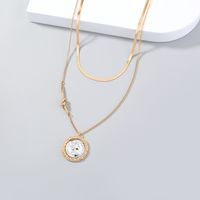 Simple Elizabeth Round Portrait Pendant Double-layer Necklace main image 5