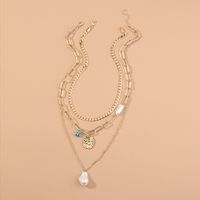 Punk Style Thick Chain Pearl Pendant Multi-layer Necklace main image 2