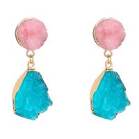 Pink Green Color Crystal Cluster Simple Symmetrical Tassel Alloy Earrings Female main image 6