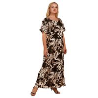 Large Size Women's Round Neck Flying Sleeve Ink Loose Dress main image 6