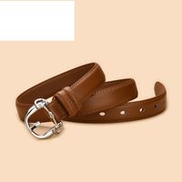 Women's New Retro Wild Leather Pin Buckle Decorative Two-layer Belt sku image 1