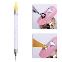 Simple Solid Color White Wax Stainless Steel Double-head Dual-use Manicure Pen sku image 1