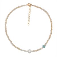 Fashion Double Layered Wearing Crystal Turquoise Pearl Clavicle Chain sku image 3