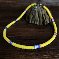 New Bohemian Geometric Layered Mixed Color Soft Pottery Short Necklace sku image 1