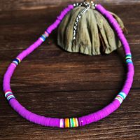 New Bohemian Geometric Layered Mixed Color Soft Pottery Short Necklace sku image 2