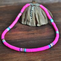 New Bohemian Geometric Layered Mixed Color Soft Pottery Short Necklace sku image 5