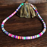 New Bohemian Geometric Layered Mixed Color Soft Pottery Short Necklace sku image 8