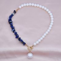 New Pearl Stitching Asymmetrical Amethyst Crystal Gravel Clavicle Chain sku image 2