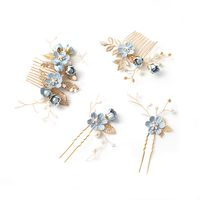 Bridal Headwear New Forest Blue Flower Hair Comb Knot Wedding Accessories sku image 58