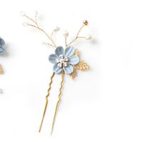 Bridal Headwear New Forest Blue Flower Hair Comb Knot Wedding Accessories sku image 1