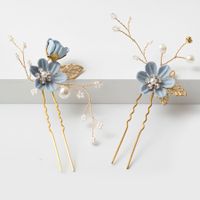 Bridal Headwear New Forest Blue Flower Hair Comb Knot Wedding Accessories sku image 34