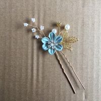 Bridal Headwear New Forest Blue Flower Hair Comb Knot Wedding Accessories sku image 4