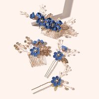 Bridal Headwear New Forest Blue Flower Hair Comb Knot Wedding Accessories sku image 56
