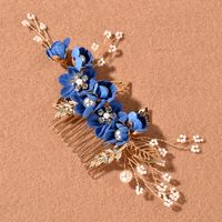 Bridal Headwear New Forest Blue Flower Hair Comb Knot Wedding Accessories sku image 46