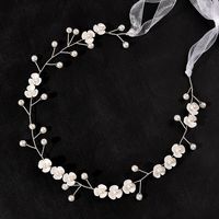 Bridal Headdress Pearl Three-petal Flower Handmade Headband sku image 1