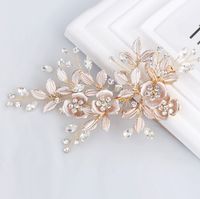 Korean Style Inlaid Rhinestone Pearl Insert Comb Alloy Bridal Hairpin sku image 1