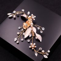 Fashion Flower Leaf Shaped Inlaid Pearl Rhinestone Alloy Hair Clip sku image 1
