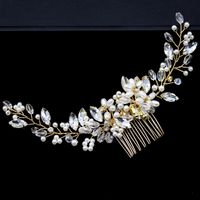 Simple Leaf Pearl Hair Combs Wedding Hair Accessories sku image 1