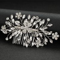 Bridal Wedding Accessories Alloy Flowers Diamonds Plum Hair Comb sku image 1
