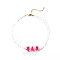 Heart-shaped Beaded Necklace Bohemian Pearl Clavicle Chain sku image 1