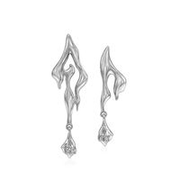 Fashion Asymmetric Zircon Simple Water Drop Copper Drop Earrings sku image 1