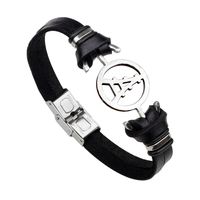 Magnetic Buckle Leather Stainless Steel Iron Tower Bracelet sku image 1