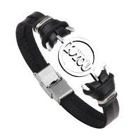 Korean Version Stainless Steel Letter Leather Bracelet Wholesale sku image 1