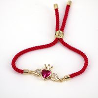 New Copper Colored Zircon Crown Heart Shape Adjustable Bracelet Mother's Day Gift sku image 3