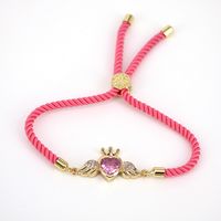 New Copper Colored Zircon Crown Heart Shape Adjustable Bracelet Mother's Day Gift sku image 5