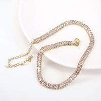 New White Color Zircon Crystal Inlaid Copper Necklace Jewelry Adjustable sku image 3