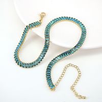 Wholesale Sweet Geometric 304 Stainless Steel Copper Inlay K Gold Plated Zircon Necklace sku image 5