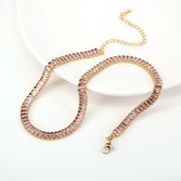 Wholesale Sweet Geometric 304 Stainless Steel Copper Inlay K Gold Plated Zircon Necklace sku image 6