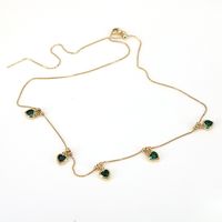 Fashion Color Zirconium Heart-shaped Pendant Copper Necklace sku image 1