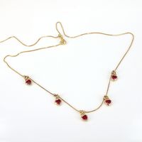 Fashion Color Zirconium Heart-shaped Pendant Copper Necklace sku image 7