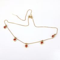 Fashion Color Zirconium Heart-shaped Pendant Copper Necklace sku image 10
