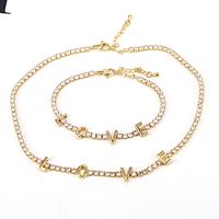 Fashion Mama Heart Necklace Bracelet Female Copper Zircon Jewelry Set sku image 5