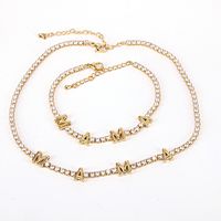 Fashion Mama Heart Necklace Bracelet Female Copper Zircon Jewelry Set sku image 6