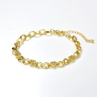 Punk Hip-hop Golden 8-character Chain Copper Necklace Bracelet Set sku image 1