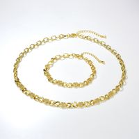 Punk Hip-hop Golden 8-character Chain Copper Necklace Bracelet Set sku image 3