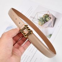 New Leather  Women's Retro Small Chain Square Buckle Decoration Jeans Belt main image 4