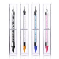 Simple Solid Color White Wax Stainless Steel Double-head Dual-use Manicure Pen main image 4