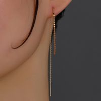 Simple Copper Jewelry Korean Simple Tassel Long Earrings sku image 1