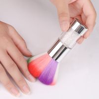 Fashion Rainbow Color Nail Art Cleaning Brush Metal Handle main image 4