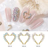 Nail Art Symmetrical Heart-shaped Alloy Jewelry Color Decoration main image 1