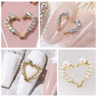 Nail Art Symmetrical Heart-shaped Alloy Jewelry Color Decoration main image 4