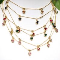 Fashion Color Zirconium Heart-shaped Pendant Copper Necklace main image 2