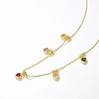 Fashion Color Zirconium Heart-shaped Pendant Copper Necklace main image 4